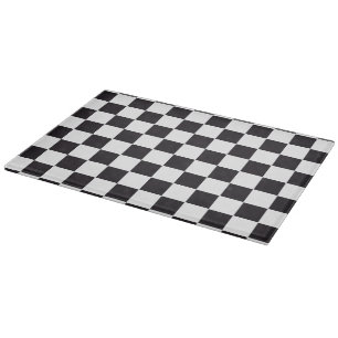 Tabla De Cortar Patrón cuadrado de ajedrez - negro + tu fondo
