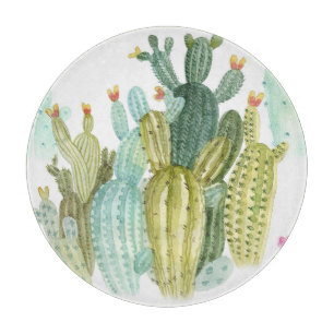 Tabla De Cortar Patrón de acuarela de Cacti en Vintage