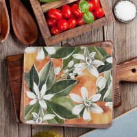 Patrón de acuarela de Naranja tropical y flores