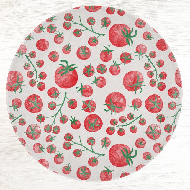Tabla De Cortar Patrón de Acuarela de Tomate (Fun Mediterranean summer watercolor tomato pattern cutting board)
