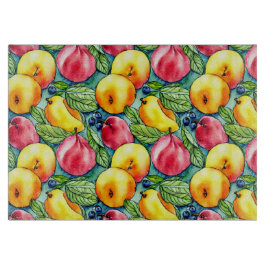 Tabla De Cortar Patrón de acuarela de verano de manzana de fruta