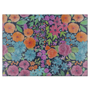 Tabla De Cortar Patrón de acuarela floral