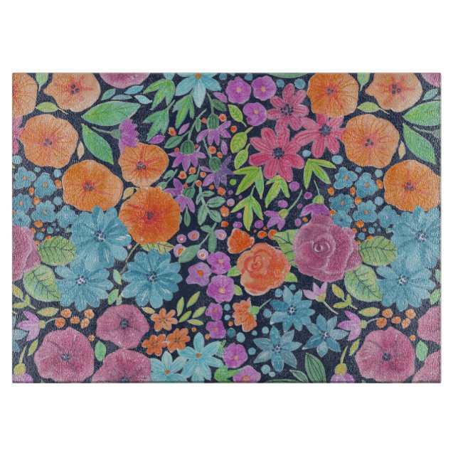 Tabla De Cortar Patrón de acuarela floral (Anverso)