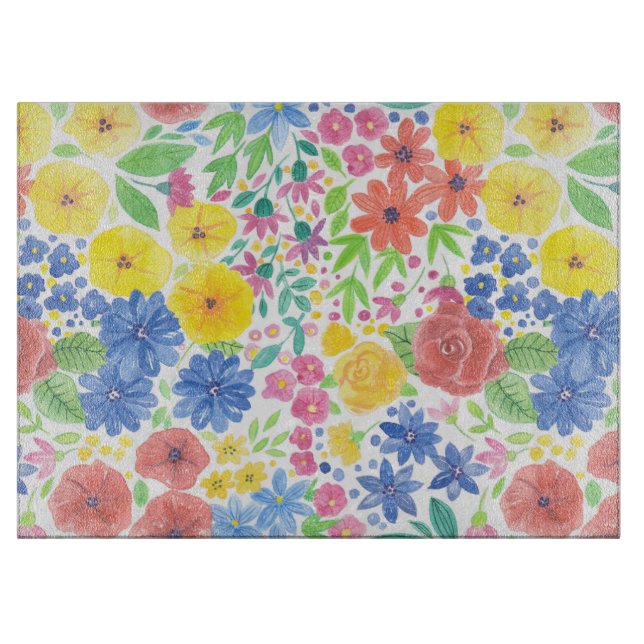 Tabla De Cortar Patrón de acuarela floral (Anverso)