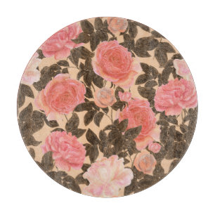 Tabla De Cortar Patrón de acuarela rosa de melocotón vintage.