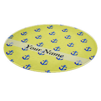 Tabla De Cortar Patrón de ancla amarilla