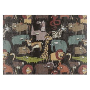 Tabla De Cortar Patrón de animales africanos