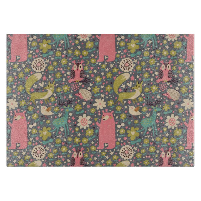 Tabla De Cortar Patrón de animales de bosque de corte (Anverso)