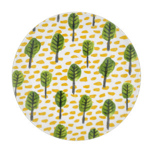 Tabla De Cortar Patrón de árbol negro verde Naive