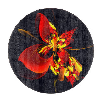 Tabla De Cortar Patrón de arte abstracto moderno floral amarillo r