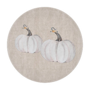 Tabla De Cortar Patrón de arte acuarela de calabazas blancas
