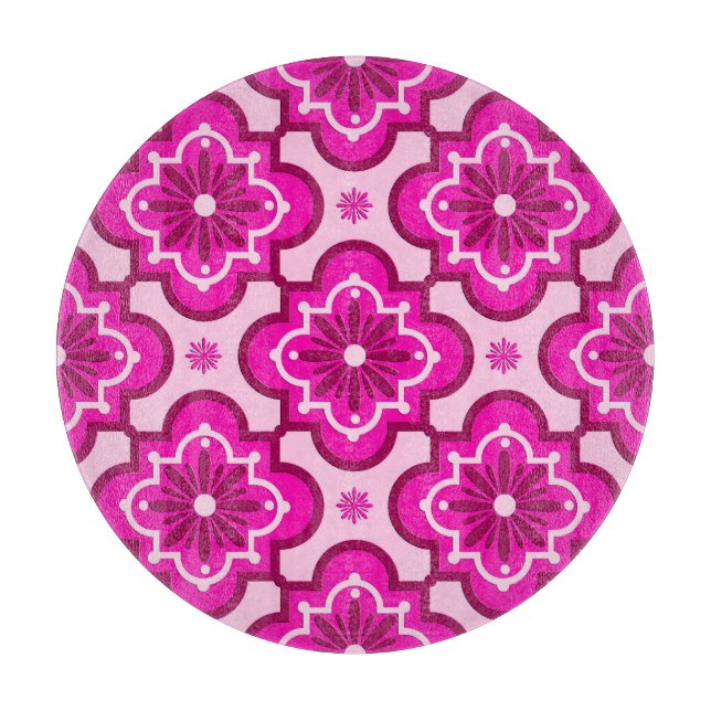 Tabla De Cortar Patrón de azulejos marroquí - Fussia Rosa (Anverso)