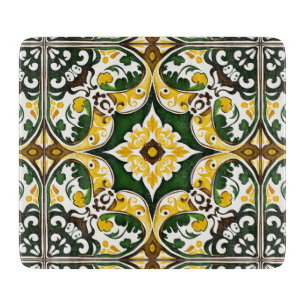Tabla De Cortar Patrón de azulejos mediterráneo de Portugal amaril