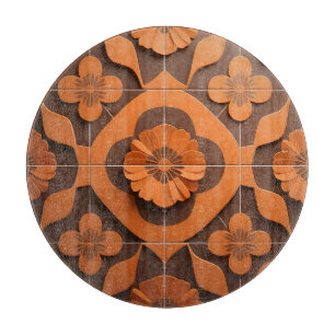 Tabla De Cortar Patrón de Baldosa Geométrica de Medallón Floral Na