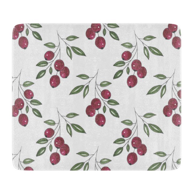 Tabla De Cortar Patrón de Berries Rojas de Borgoña (Anverso)