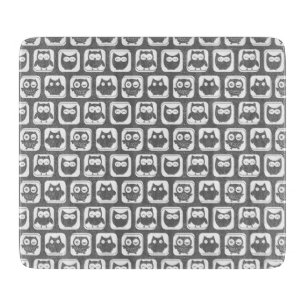 Tabla De Cortar Patrón de búho gris y blanco