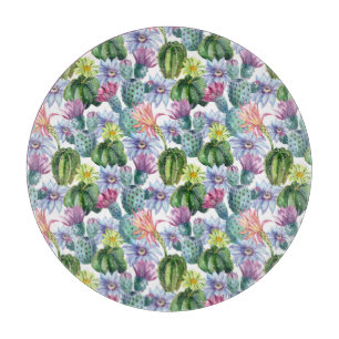 Tabla De Cortar Patrón de cactus de color de agua pintado a mano