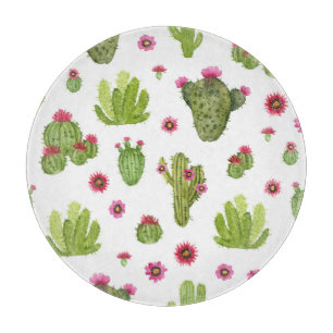 Tabla De Cortar Patrón de cactus verde pintado a mano