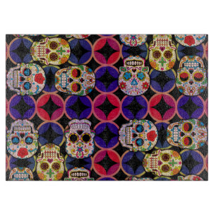 Tabla De Cortar Patrón de calaveras azucareras