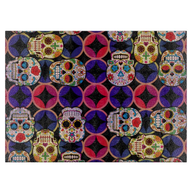 Tabla De Cortar Patrón de calaveras azucareras (Anverso)