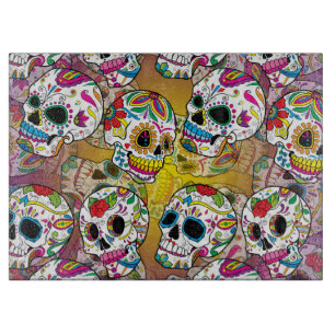 Tabla De Cortar Patrón de calaveras azucareras