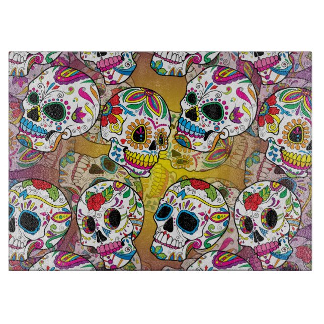 Tabla De Cortar Patrón de calaveras azucareras (Anverso)