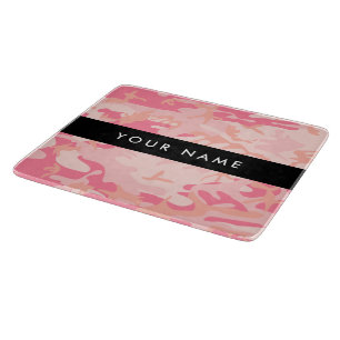 Tabla De Cortar Patrón de camuflaje rosa, su nombre, Personalizar