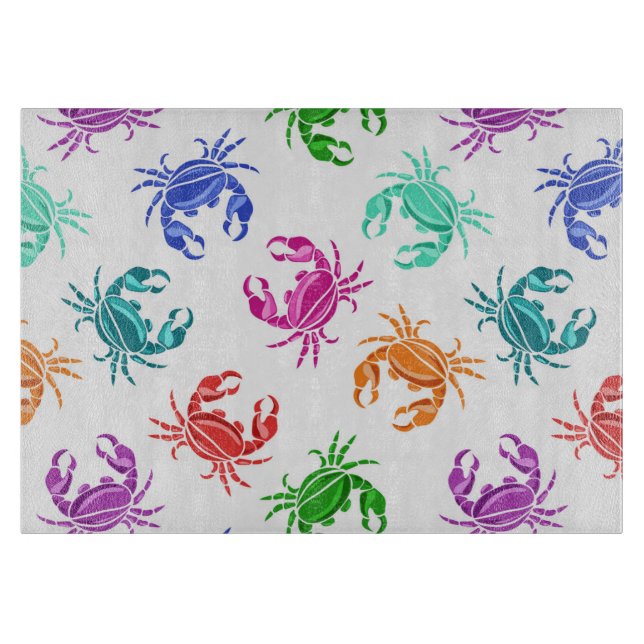 Tabla De Cortar Patrón De Cangrejos (Anverso)