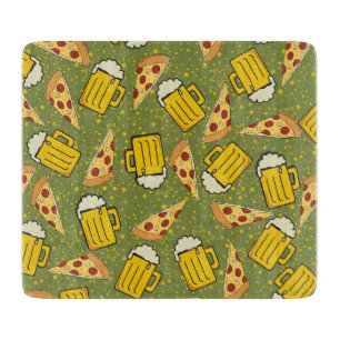 Tabla De Cortar Patrón de cerveza y pizza