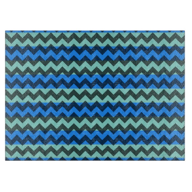 Tabla De Cortar Patrón de cheurón azul (Anverso)