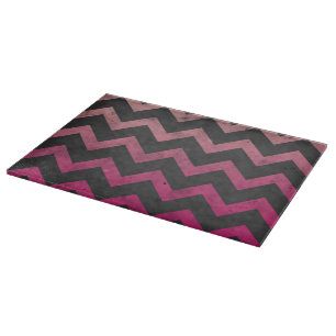 Tabla De Cortar Patrón de chevron gris oscuro con ombre rosa magen