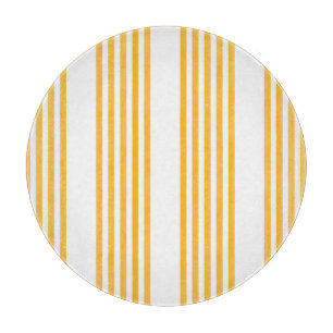 Tabla De Cortar Patrón de cinco rayas amarillo y blanco soleado