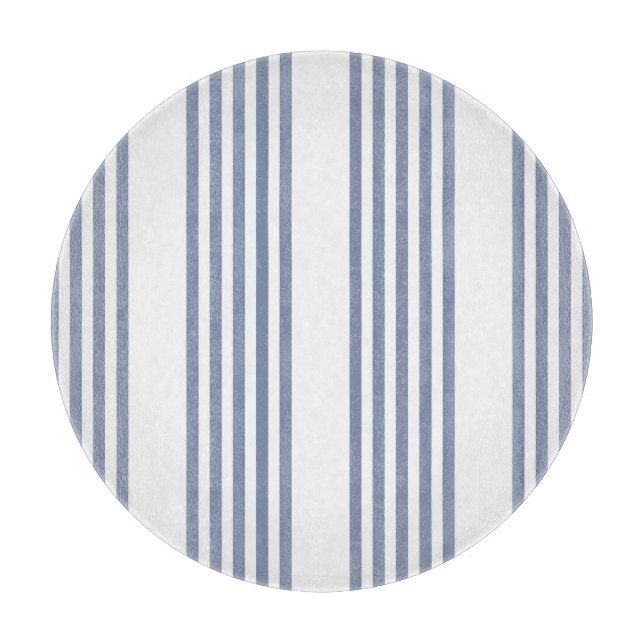 Tabla De Cortar Patrón de cinco rayas azul-gris y blanco (Anverso)