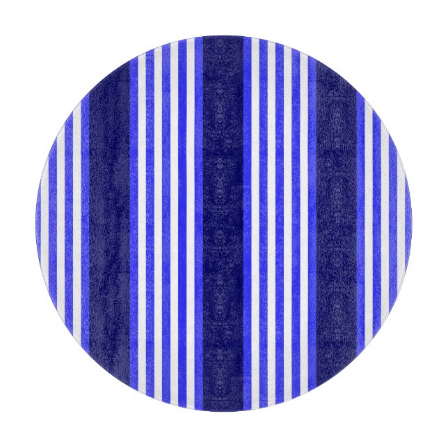 Tabla De Cortar Patrón de cinco rayas azul y blanco (Anverso)