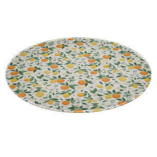 Tabla De Cortar Patrón de cítricos de limón y naranja