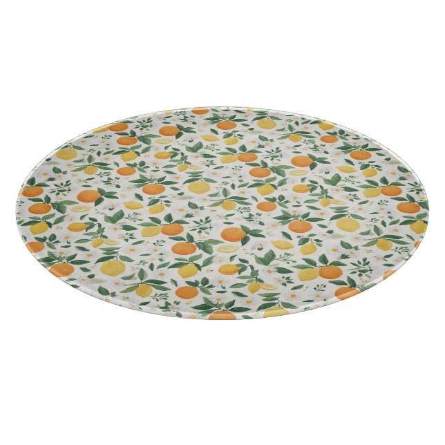 Tabla De Cortar Patrón de cítricos de limón y naranja  (Borde)