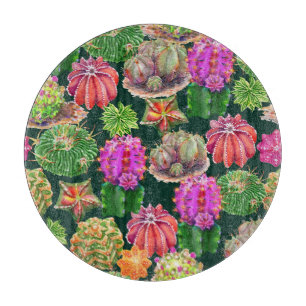 Tabla De Cortar Patrón de color acuático floral de Cactus sin foco