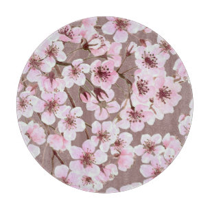 Tabla De Cortar Patrón de color de agua de las ramas de flores de 