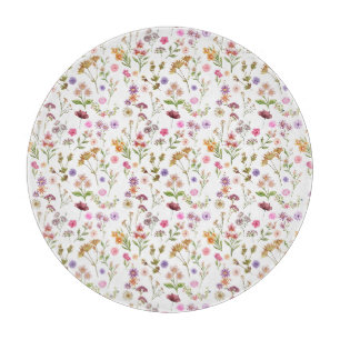 Tabla De Cortar patrón de color de agua floral- rosa, púrpura, ver