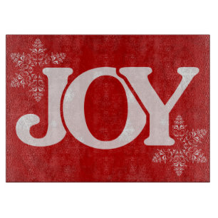 Tabla De Cortar Patrón de copos de nieve JOY Navidades rojos elega