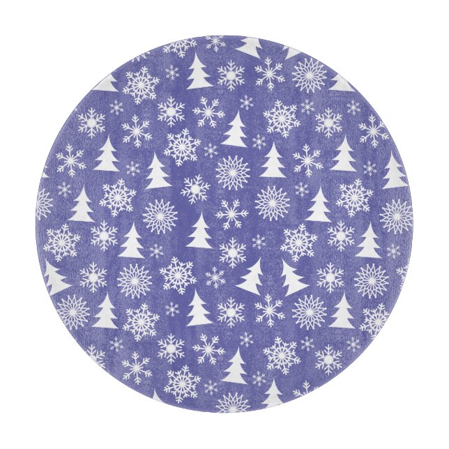 Tabla De Cortar Patrón de copos de nieve y pinos (Anverso)