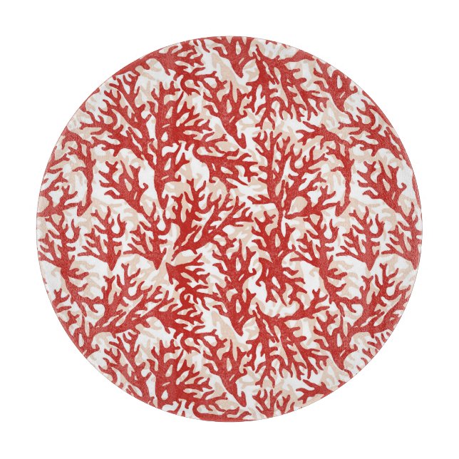 Tabla De Cortar Patrón de coral rojo 2 (Anverso)
