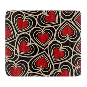 Tabla De Cortar Patrón de corazón simple y lindo negro y rojo