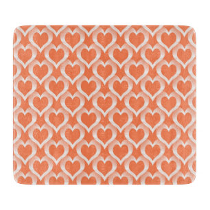 Tabla De Cortar Patrón de Corazones Blancos de Coral