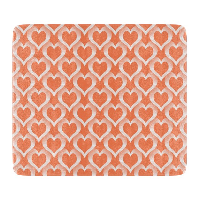 Tabla De Cortar Patrón de Corazones Blancos de Coral (Anverso)