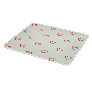 Tabla De Cortar Patrón de Corazones Rojos, Lindo, Amor