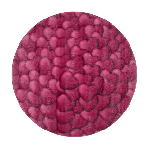 Tabla De Cortar Patrón de Corazones Rojos Románticos en 3D-32322