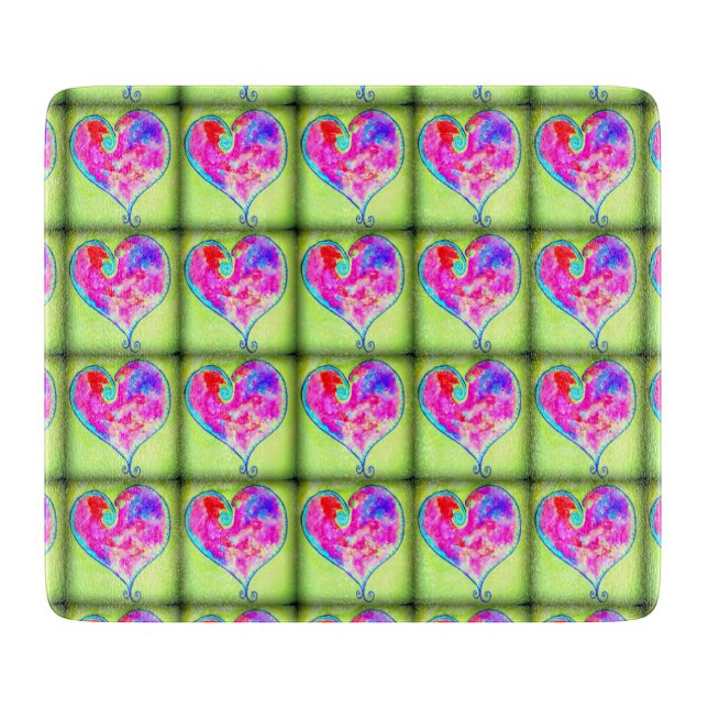 Tabla De Cortar patrón de corazones rosa rápido (Anverso)