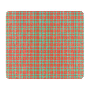 Tabla De Cortar Patrón de Cuadro Escarlata Aguamarina