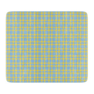 Tabla De Cortar Patrón de Cuadros Azules y Amarillos